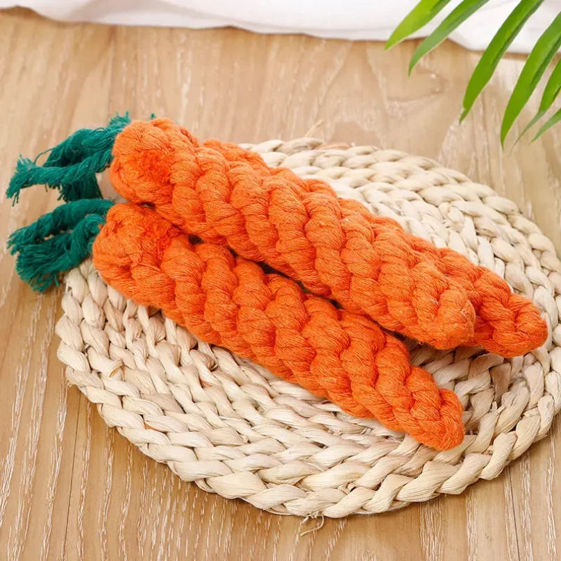 1pc Pet Knot Toy for Dog and Cat Carrot Shape Dog Chew- Cotton Rope Toys for Dogs and Cats 4