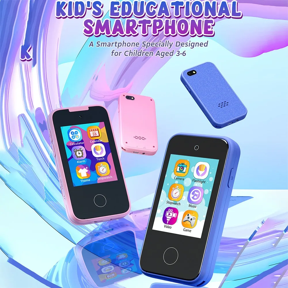 Dual Camera Children's Electronic Toy Mobile Phone Type-C Charging IPS Touch Model HD Photo Recording MP3 Player for Children's
