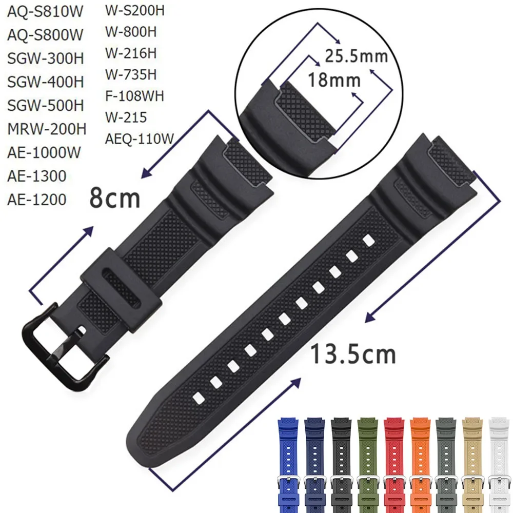 Durable Rubber Silicone Watch Strap Bracelet, 18mm