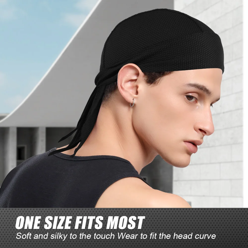 Summer Breathable Caps Quick-drying Durags Beanies Men Cycling Sports Running Elastic Headwrap Helmet Liner Pirate Hat Doo Rags cooling cap,elastic cap,silk durag,embroidered beanies,knitted beanie,cotton beanie,skullies beanies,fashion beanies