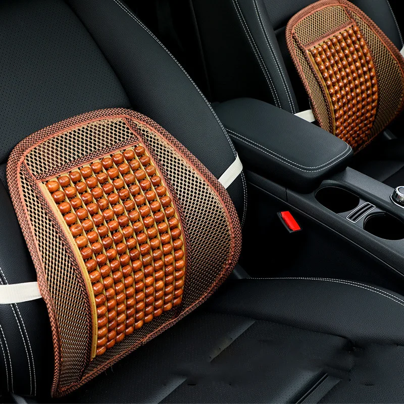 

New wooden bead half net breathable massage waist cushion car waist cusion