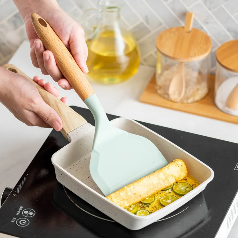 Silicone Spatula Cooking Utensils Beef Meat Egg Kitchen Scraper Wide Pizza Cooking Tools Shovel Tamagoyaki Spatula Kitchenware