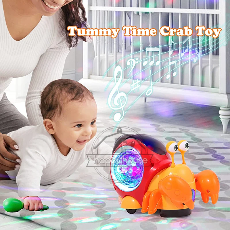 brinquedos do bebê do caranguejo rastejando com música led ilumina acima brinquedos musicais interativos para dança do bebê rastejando brinquedos da criança em movimento