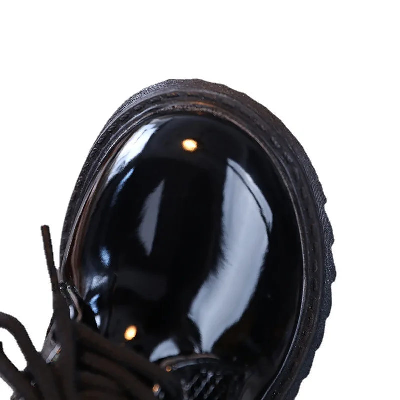 Black PU Leather Kids Casual Lace Up Shoes