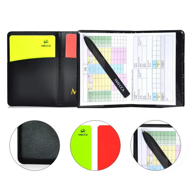 Soccer Referee Red Yellow Cards Football Red Card Yellow Card Tool Leather Case Ballpoint Pen Soccer Equipment For Soccer
