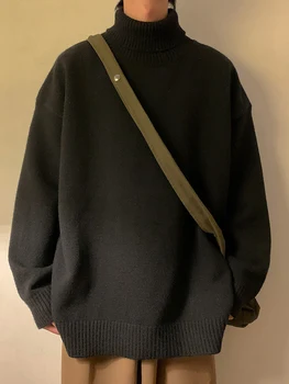 Turtleneck Men's Sweater Autumn 2025 New Knitted High Neck Pullover Streetwear Comfortable Fitness Tops Clothing Knitwear