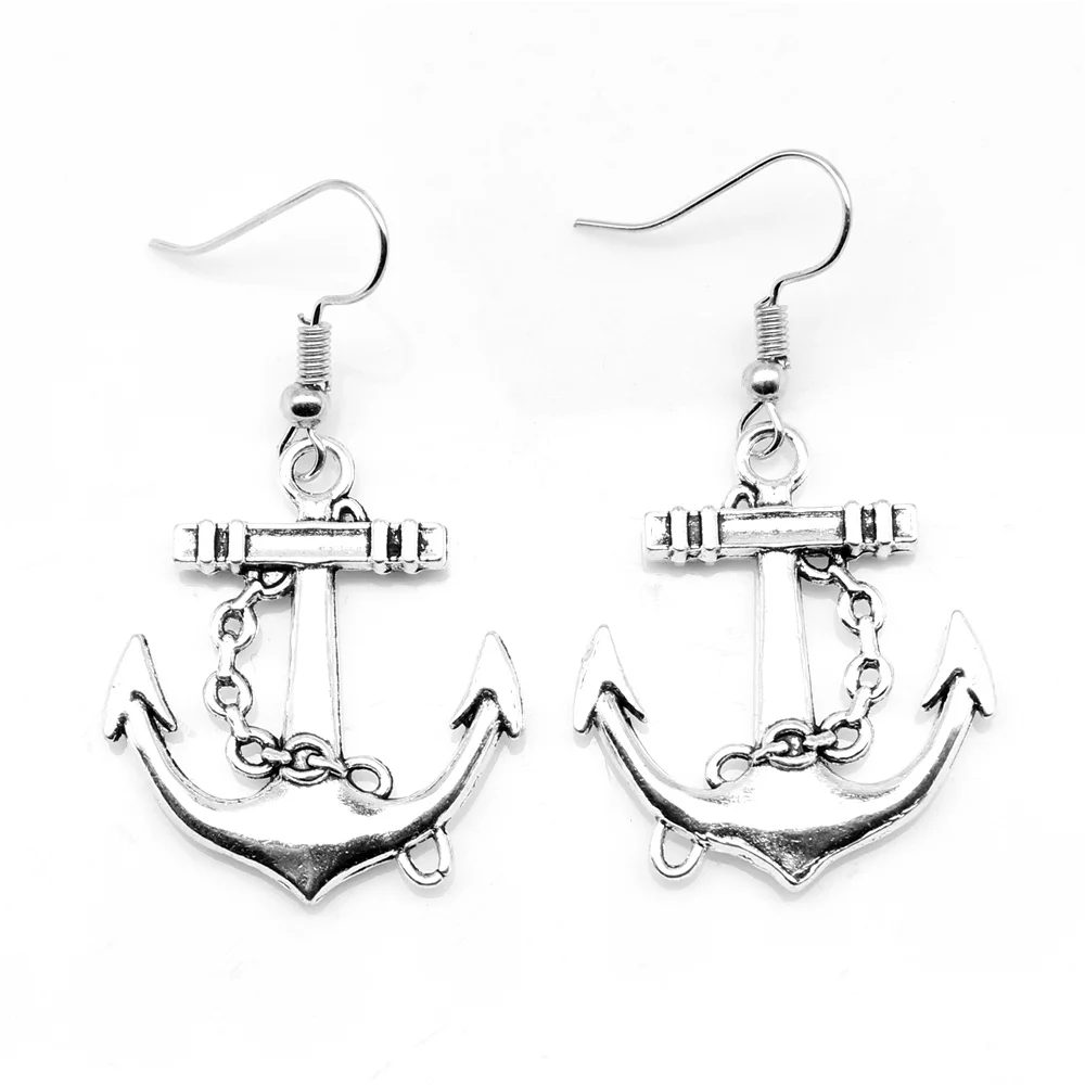

1 Pair Anchor Earrings 2024 Trend Woman Jewelri 26x31mm