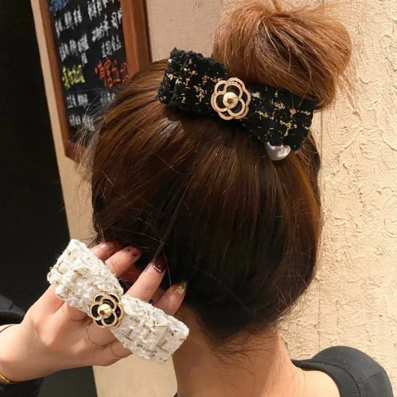 

Korean New Hair Rope Camellia Flower Circle Ring High Elastic Large Intestine Band for Women Accessories