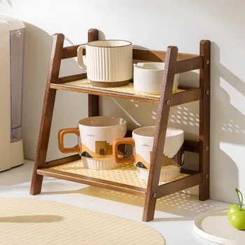 2-Layer Bamboo Countertop Organizer & Coffee Cup Holder 1