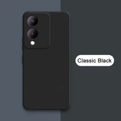 Luxury Dual Layer Cellphone Case with Full Camera Protection - Fashionable Soft Square Liquid Silicone Armor for Vivo G2 (Classic Black)