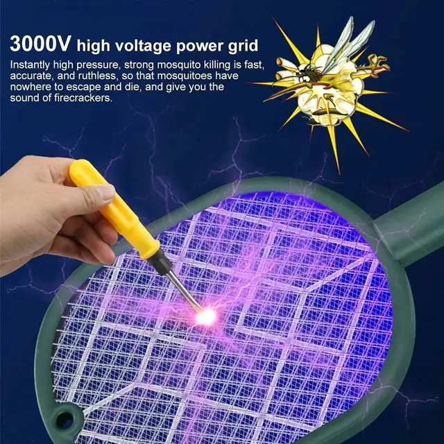 Elektromos Légy Swatter Kézi Ütő Szúnyogok Hibás Gyilkos Szerszám Zapper Szúnyog Kártevő Otthoni Lámpa E3N2 - Image 3