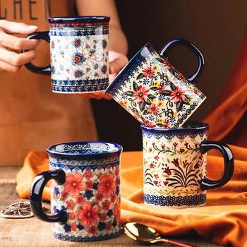 Vintage Floral Ceramic Coffee Mug 1