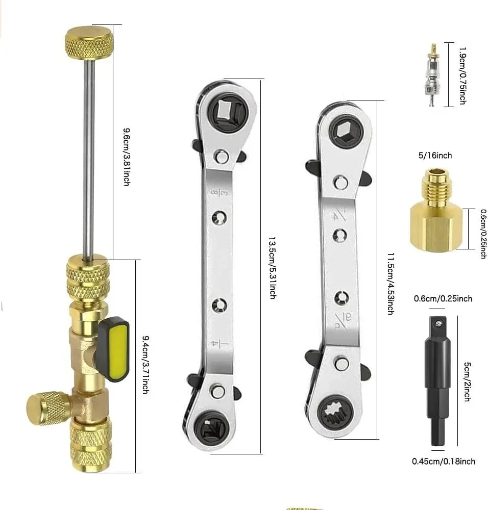 Outil De Purge De Noyau De Valve Double Taille Pour R410A/R22 – Ports 1/4 Et 5/16 Pouces