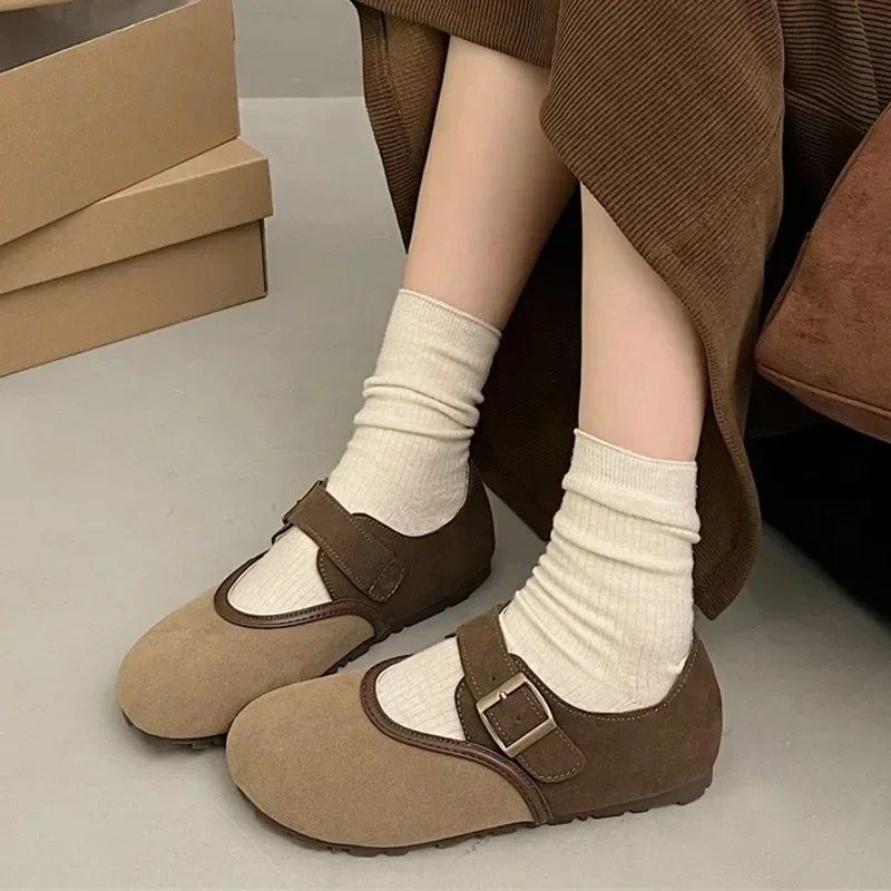 

Женские замшевые туфли на плоской подошве, Дизайнерские повседневные прогулочные туфли на мягкой подошве, брендовые классические удобные туфли в стиле ретро, весна 2024