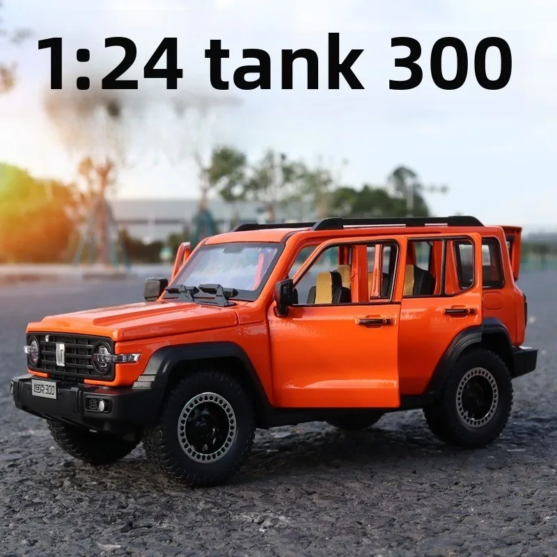 1:24 Tank 300 Six Doors with Sound Light Pull Back Interior Ornaments Toys Diecast Alloy Car Model Collectible