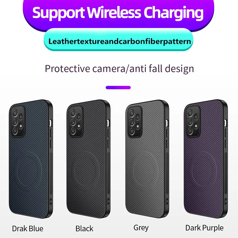 Magnetic Wireless Charge Carbon Fiber Armor Shockproof Case Cover