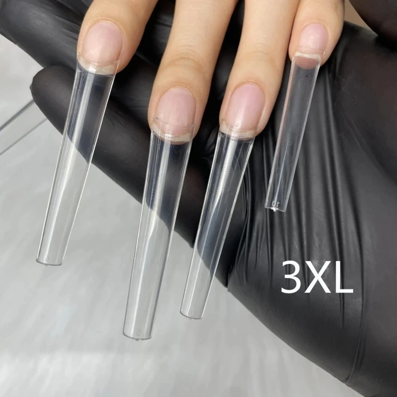 

500pcs Long Square Fake Nails Pointed NO C Curve Nail Art Full/Half Cover Acrylic False Nail Set UV Gel Decorations Manicure DIY
