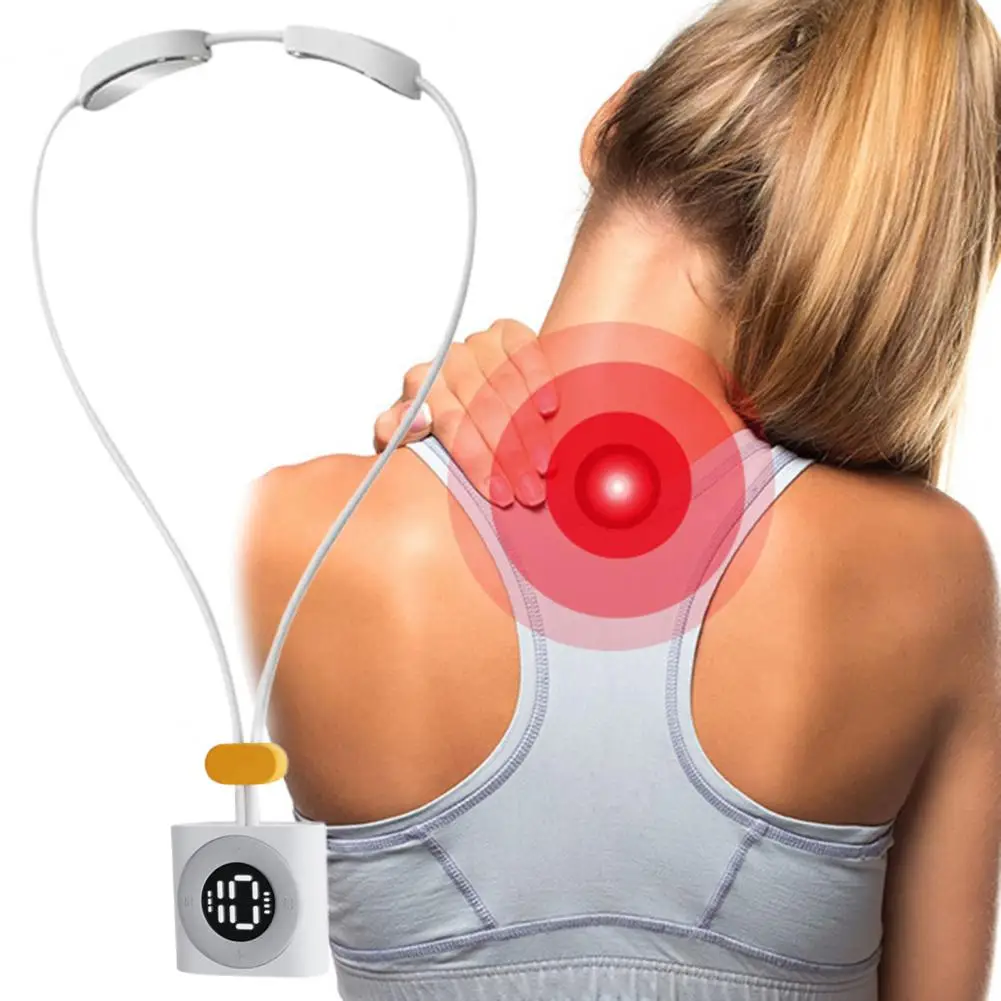 500mAh Neck Massager With Heat Screen Display USB Rechargeable 4 Modes 15 Levels Massage Pain Relief Mini 3 Levels Adjustable electric neck massager pgg hot mute 15 modes physiotherapy pain relief cervical vertebra health care smart shoulder massager