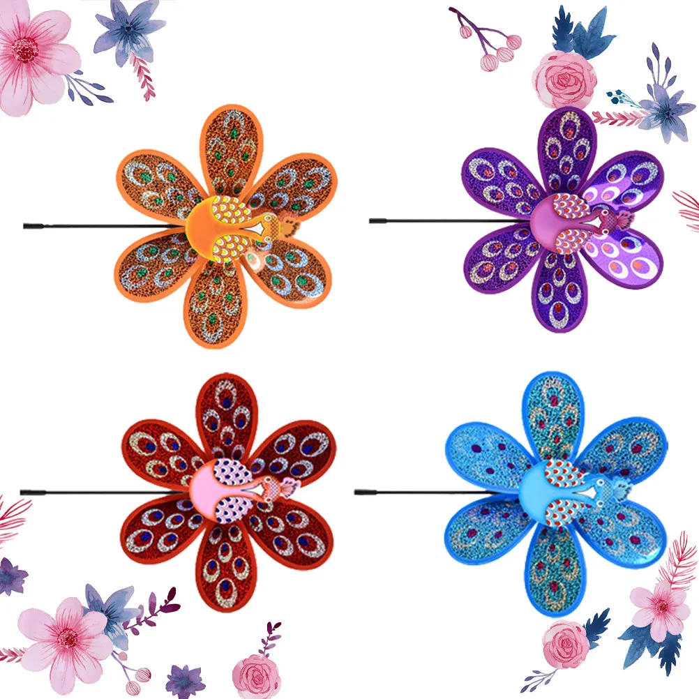 4Pcs 더블 레이어 동물 패턴 풍차 어린이 야외 실내 장식 교육용 창조적 놀이 도구 경량 휴대용 재미