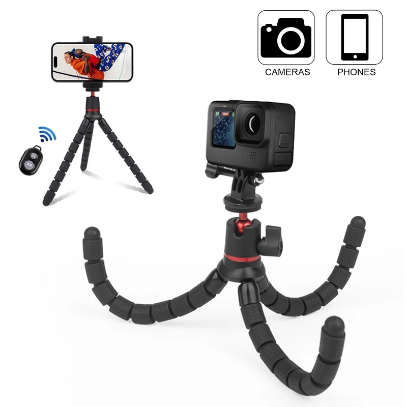 

Mini Octopus Flexible Tripod Holder & Remote Control For SLR Cameras, GoPro, Cellphone Tripod For iPhone Samsung Xiaomi