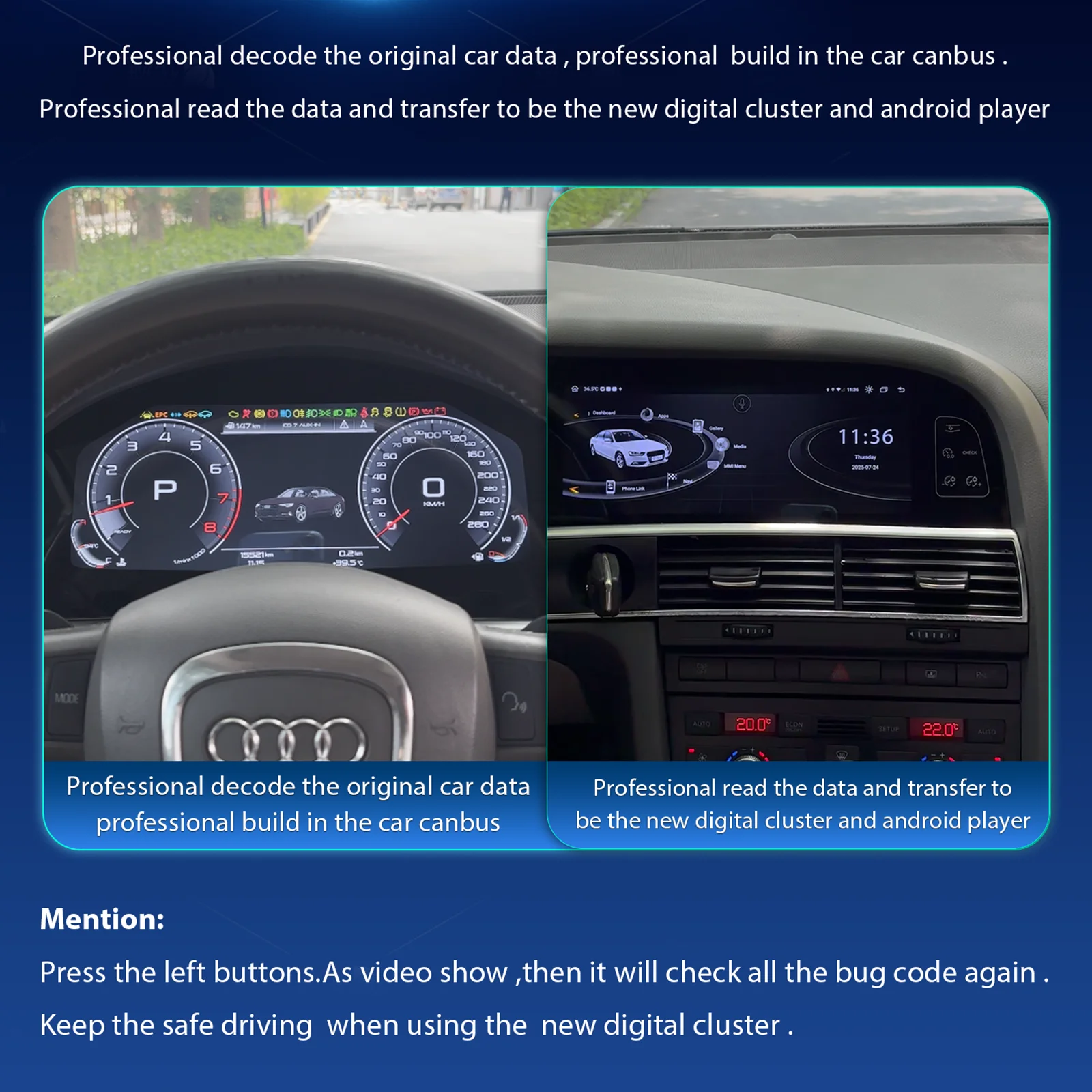 Panel de Instrumentos Digital LCD de 23'' para AUDI A6 Q7 2005-10 11-14 Ys, Pantalla Doble, Velocímetro Virtual 3