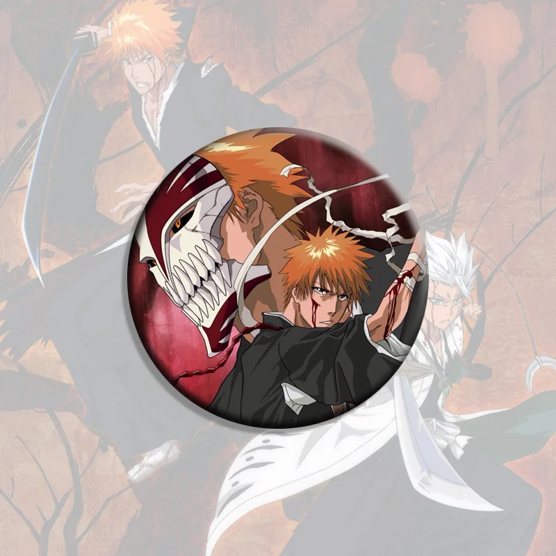 

BLEACH Anime Kurosaki Ichigo Rukia Inoue Orihime Brooch Cartoon Round Icon Cosplay Badge Pendant Toys Brooch Pins Insignia Gift