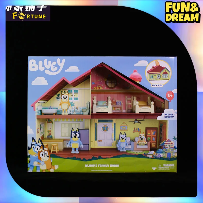 Genuine Bluey Family Bluey Anderfrienz Toy Handicraft Boy Bingo Doll Booker Kid Big House Model Toy Two Bluey Dolls 2