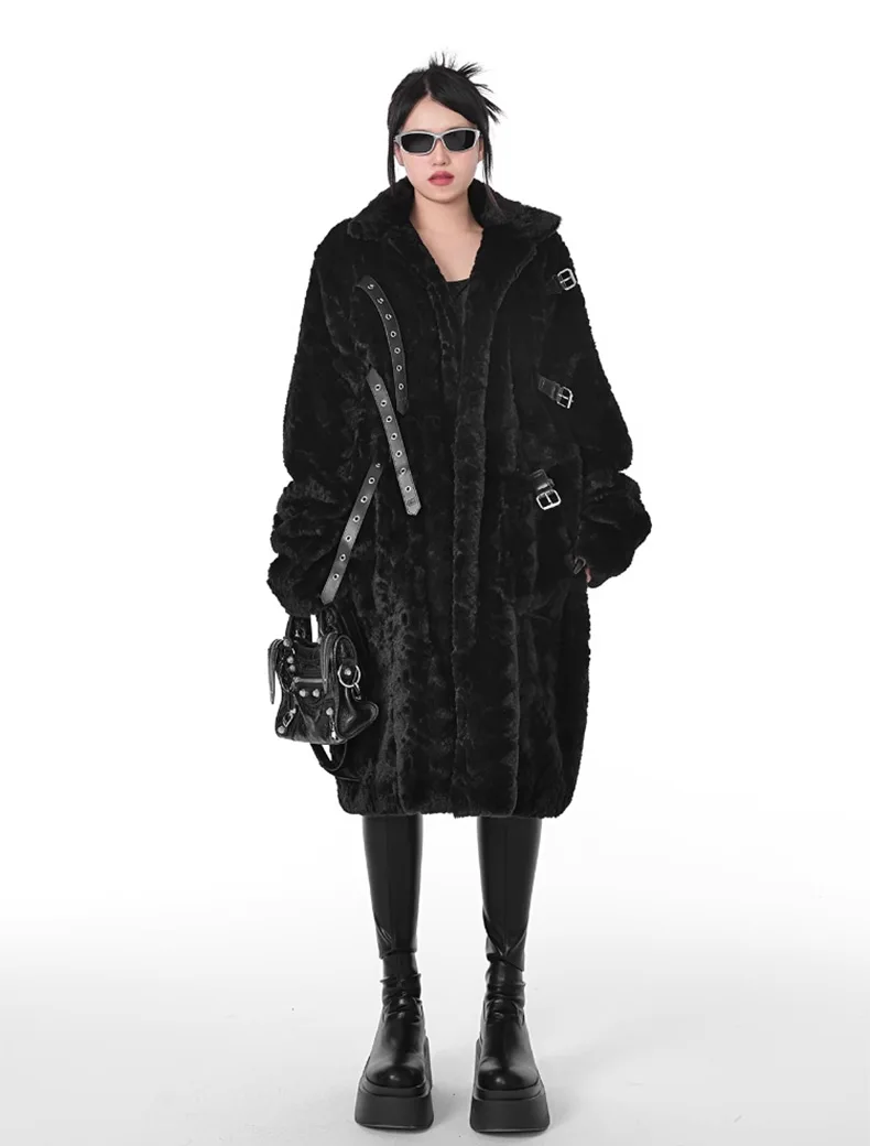 Punk Style Winter Women's Long Faux Fur Thick Jacket - true deals club