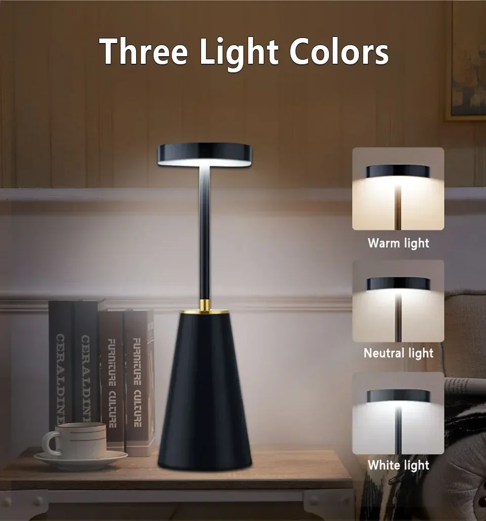 Description Picture 4 of itemRechargeable Metal LED Table Lamp Wireless Charging Desk Lamp Touch Sensor Bar Office Bedside Ambient Light 3 Colors Dimmable