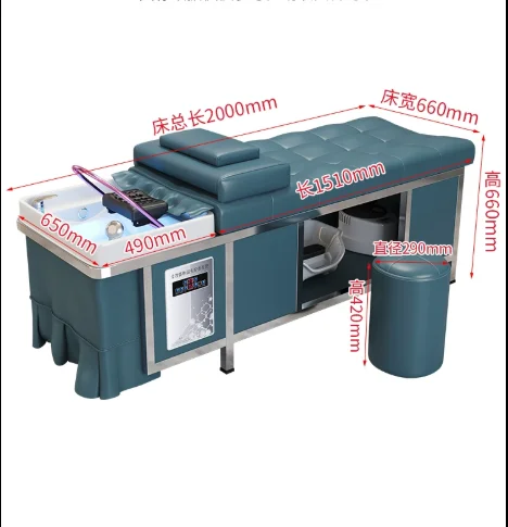 High end stainless steel hair salon dedicated shampoo bed, fumigation water heater, water circulation integrated massage head tr