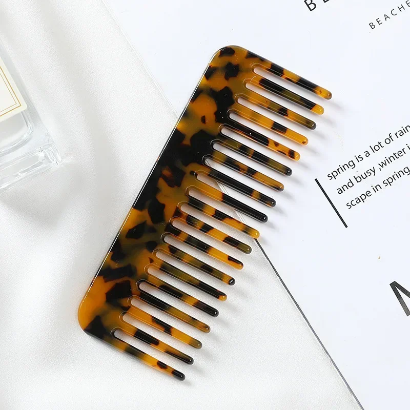 Colorful Korean Fashion Wide-Tooth Acetate Hair Comb - Anti-Static Massage Hairbrush