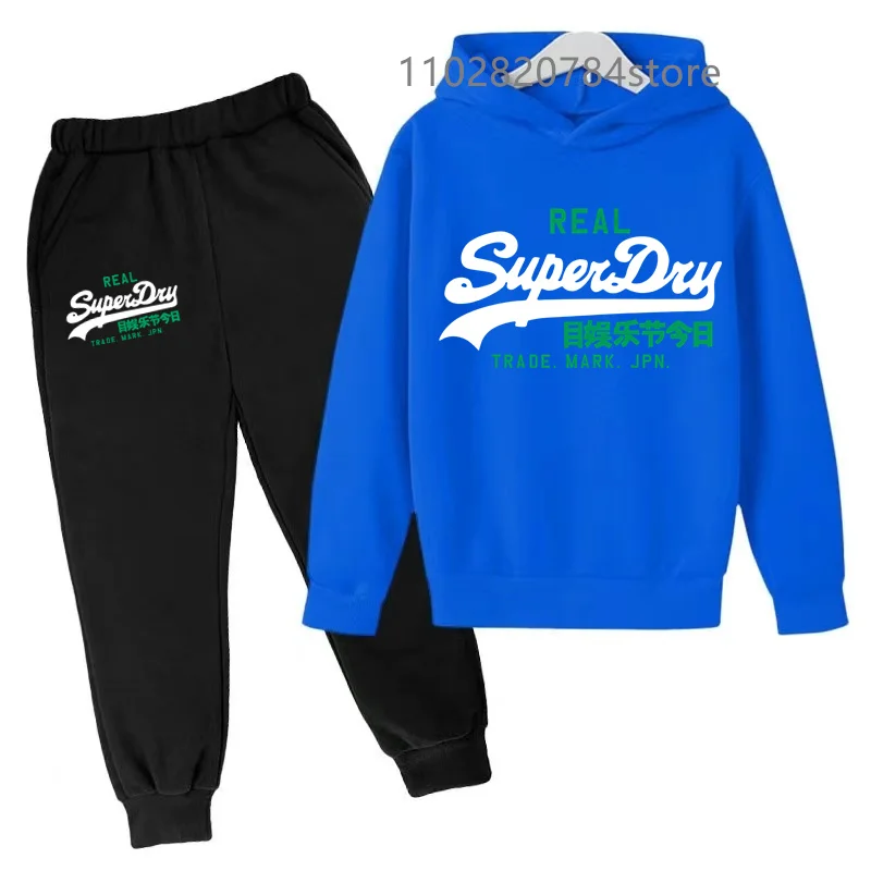 Kids Hoodie Pants Set Outdoor Sport Spring Autumn 3-12 Year Boy Girl Sweatshirt