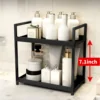 2 tier Multifunctional Countertop Storage Rack,Bathroom cosmetic Storage,Kitchen spice holder,Large-Capacity,Black and white 3