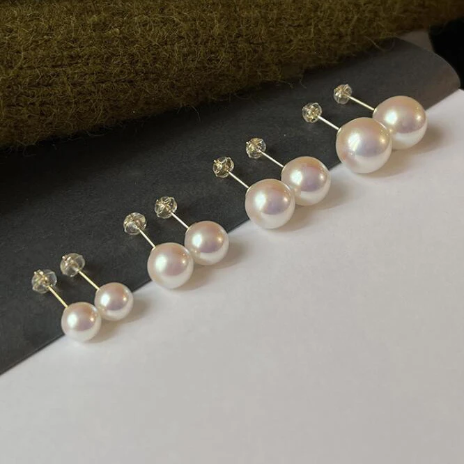 

PONYKISS Real 925 Sterling Silver Round Pearl Stud Earrings For Fashion Women Party Fine Jewelry Classic Accessories Gift