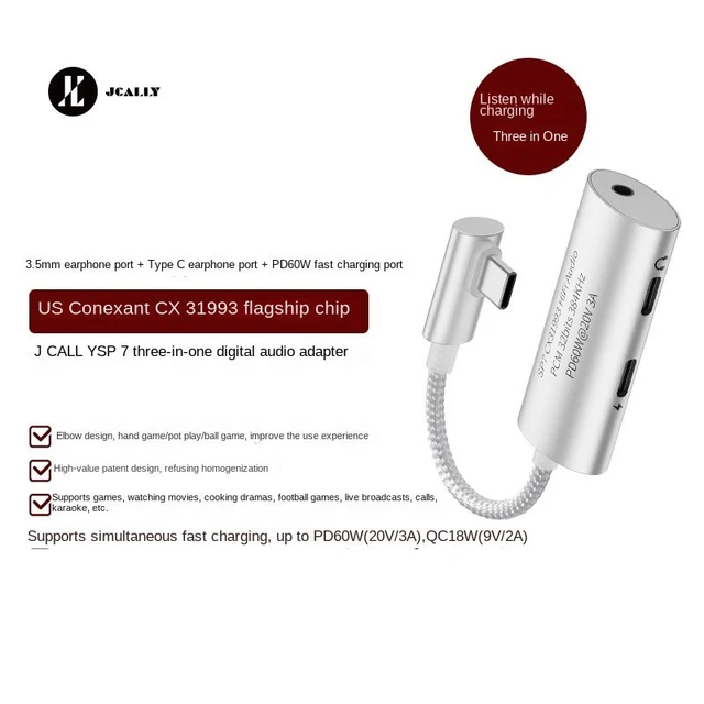 Adaptador tipo c para audífonos entrada auxiliar 3.5mm, variedad de colores  / usb-c headset jack adapter – Joinet