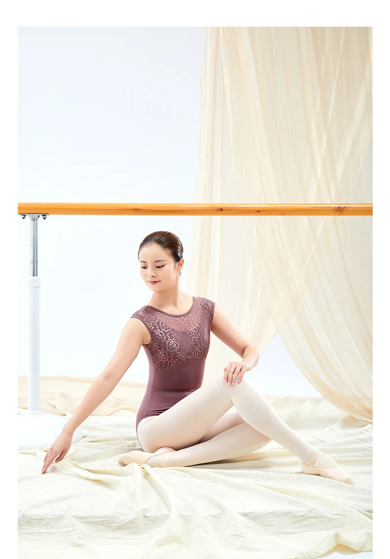 Frauen Ballett Trikot Erwachsene Weibliche Spitze Patchwork Ballett Overall Body Gymnastik Training Weste für Frauen – Detail 15