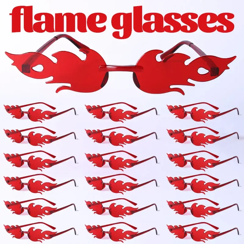 1-24 Stück Flammen-Sonnenbrillen aus Kunststoff, Sommer-Strand-Accessoires, Rote Flammenbrillen für Damen und Herren, Party-Zubehör, Foto-Requisiten