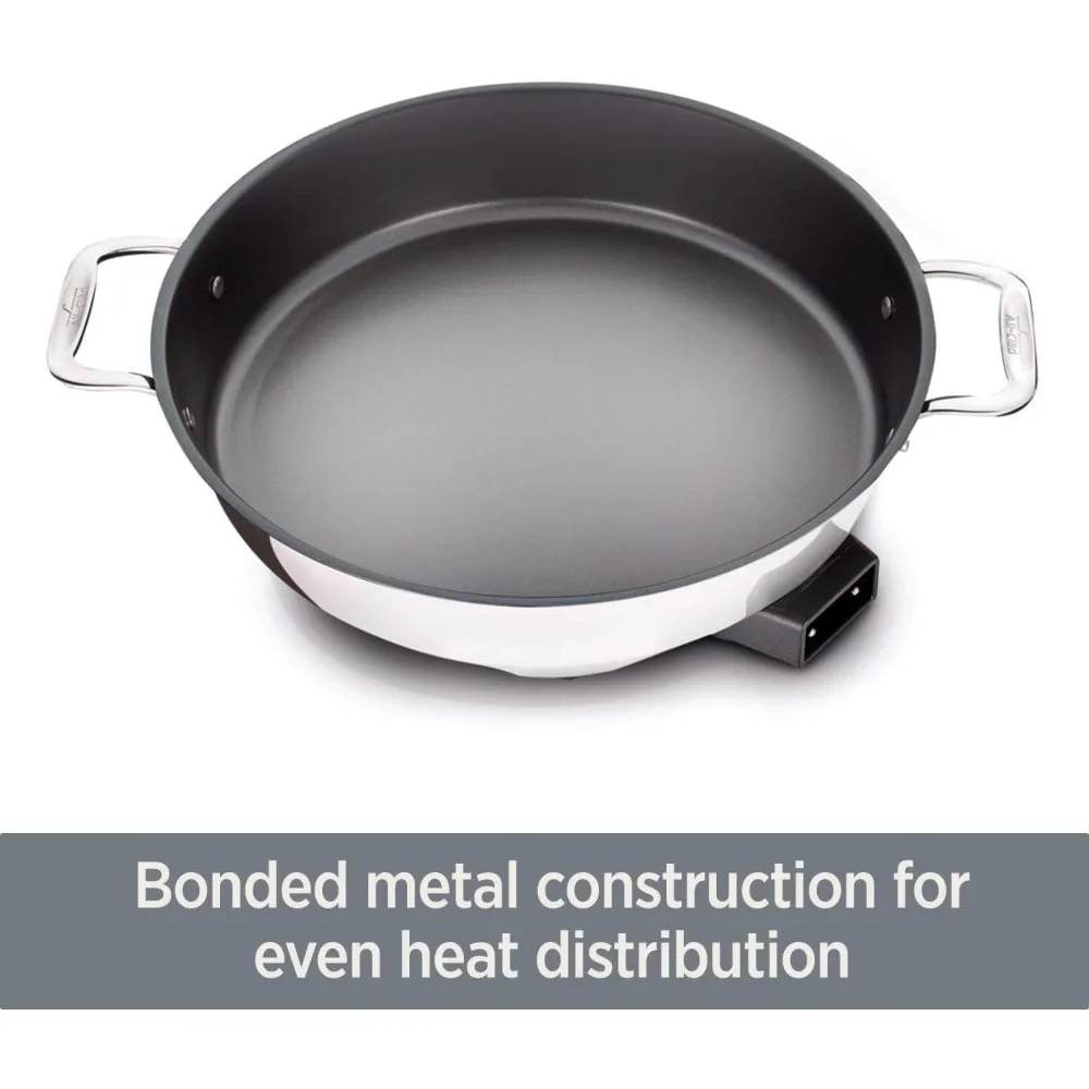 Electrics Stainless Steel and Nonstick Surface Skillet 7 Quart 1800 Watts Temp Control, Cookware, Pots and Pans