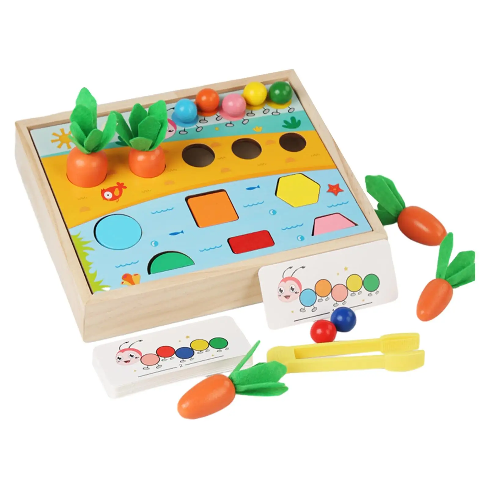 Shape Sorter Puzzle Toy Color Classification Educational Preschool Montessori Beads Clip Game for Children Girls Boys Toddlers