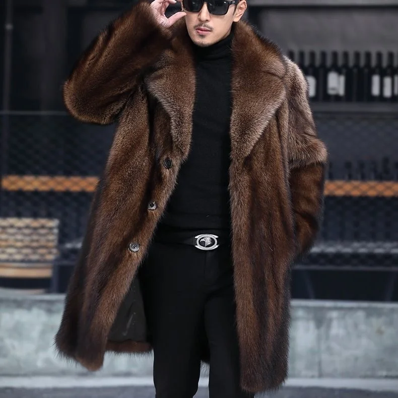 

Men Marten Fur Coat Jacket Long Warm Outside for