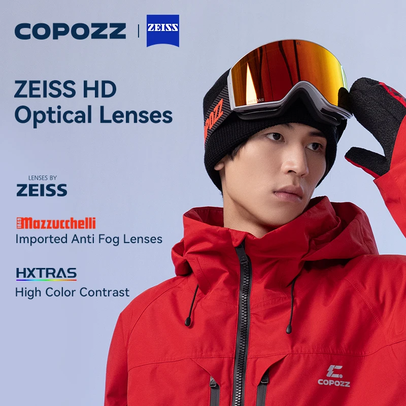 COPOZZ 2024 ZEISS HD Lens Professional Ski Goggles Upgraded Magnetic Quick-Change Double Layers Anti-fog UV400 Snow Glasses 3