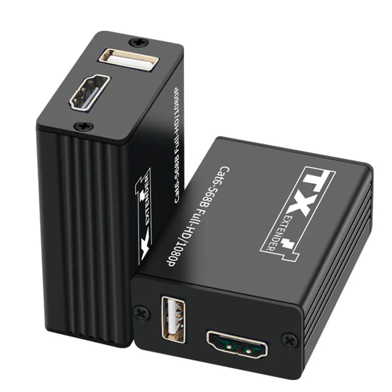 Convertisseur Vidéo Hd Usb Kvm Hdmi Sur Rj45 Cat6, 30m, Câble