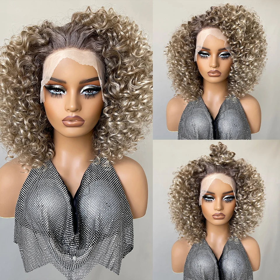 14 Inch Synthetic 13x6 Lace Front Wigs For Black Women Chocolate Brown Long Silky Straight Lace Frontal Wigs For African Female