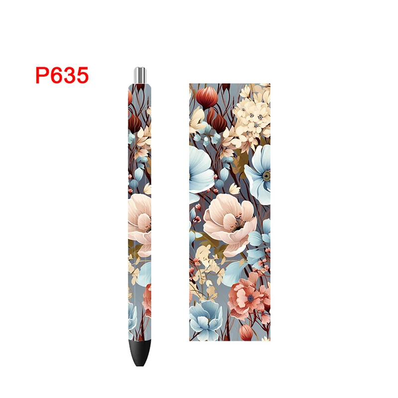 Pen Wrapping Stickers 6PCS 4.75x1.5" Boho Flowers Prints UV DTF Vinyl Waterslide
