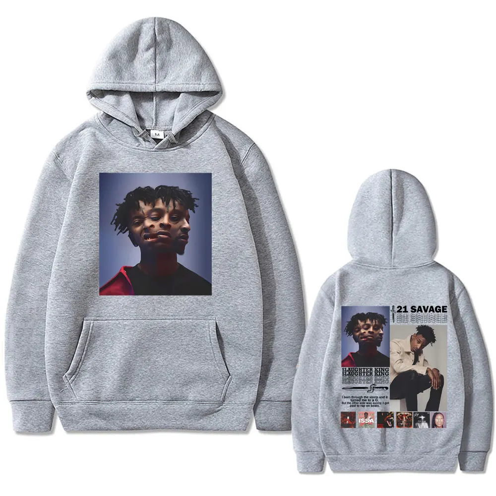 Rapper 21 Savage Slaughter King Graphic Hoodie Men Hip Hop Oversize Sweatshirt Male Cool Streetwear Men's Fashion Casual Hoodies