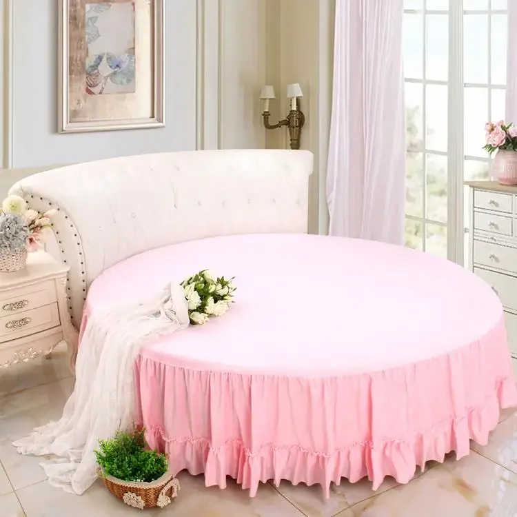 Winter Velvet for Round bed 200cm/220cm Solid Bed skirt Coral fleece Cover Bedspreads for home Round fitted sheet 4