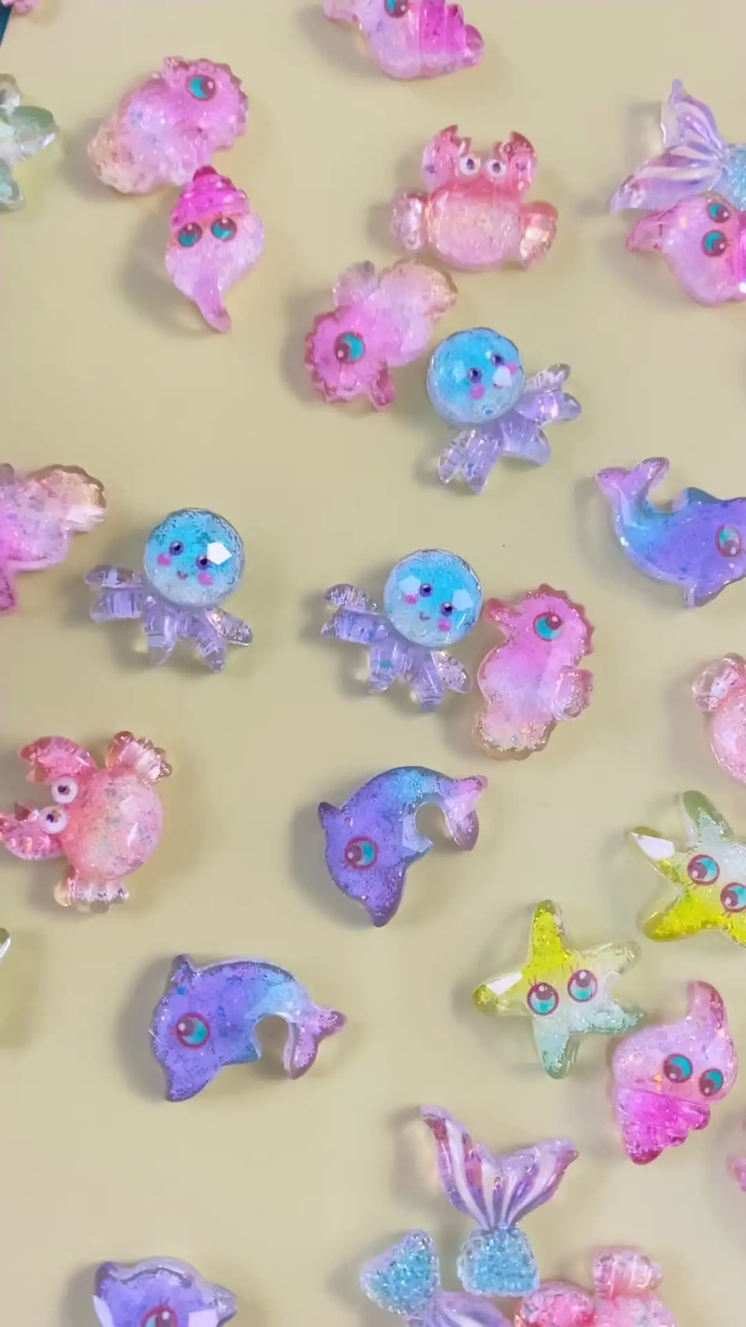 Сверкающие смолы океанские подвески для ногтей 3D Kawaii мини-морские животные