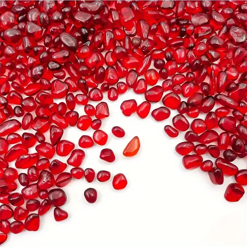 Red Glass Gravel in Various Sizes for Decorative Use: Fish Tanks, Vases, and Gardens