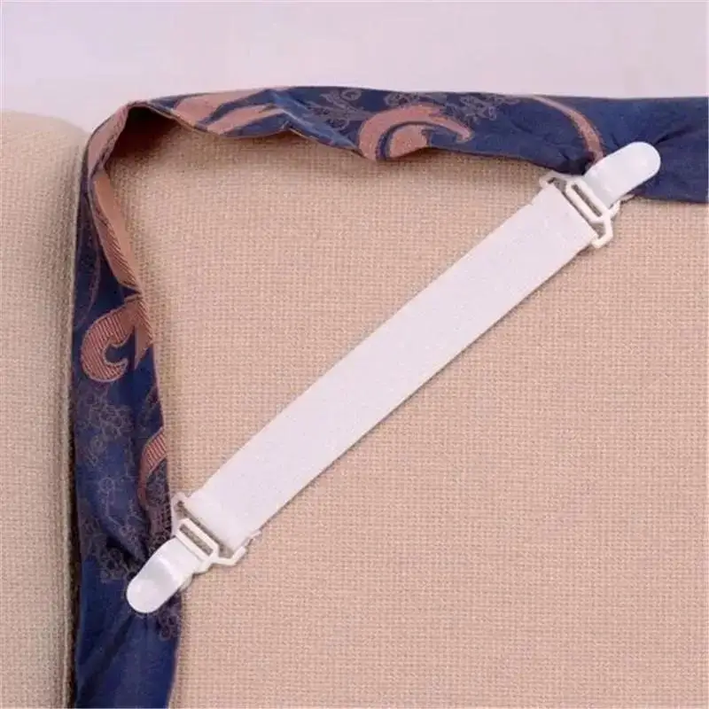 4pcs/lot White Bed Sheet Mattress Cover Blankets Grippers Clip Holder Bed Fasteners Elastic Straps Fixing Slip-Resistant Belt