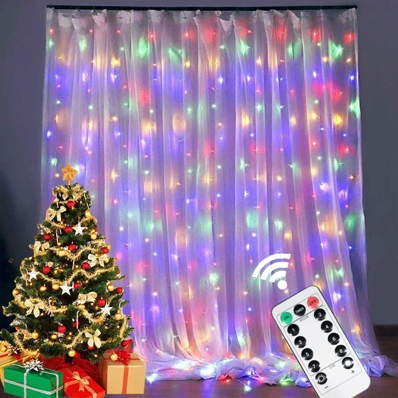 thumbnail image 1 of Guirnalda de luces LED navideñas con USB de 6/3 m, 8 modos, control remoto, para fiestas en casa, árbol de Navidad, decoración navideña, 1 of 5